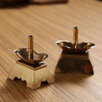 金脚元宝 1对装 潮汕拜老爷 拜神用品蜡烛插 方脚烛台 喜庆烛台烛座 福字烛台一对