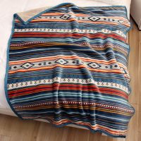 条纹羊羔绒毯 127x152cm 羊羔绒毯被子冬季加厚保暖毛毯办公室休闲午睡办公毯膝盖毯披肩毯