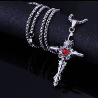 红钻吸血鬼十字架项链 配皮绳 吸血鬼十字架项链男女情侣一对潮ins吊坠嘻哈个性百搭时尚首饰