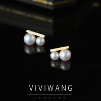 双珠耳饰 『VIVI』日本akoya平衡木珍珠耳钉天女双珠耳饰耳环气质款