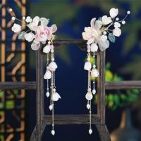 浅粉色 楠姝对夹 发饰夏仙女短发超仙气古风对夹配饰全套汉服头饰一套发夹流苏边夹