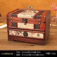 46A搭扣款 高档首饰盒中国风木质复古梳妆盒带锁首饰盒子发簪饰品分格收纳