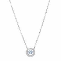 跳动的心项链(白金色蓝钻) 配普通包装 施华洛世跳动的心项链女圆形怦然心动水晶锁骨链心跳情人节礼物