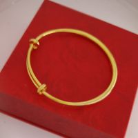 [圆柱细款]推拉光面18克左右 送戒指越南沙金手镯女圆柱实心不掉色金色手镯结婚庆妈妈生日礼物