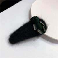 发夹水钻小熊黑色 TK1105 韩国东大门秋冬可爱小熊水钻头箍发卡高档羊绒宽版压发头饰发箍女