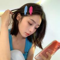 2个装[玫红+蓝色] 马卡龙色侧边夹欧阳娜娜同款糖果色边夹刘海碎发夹金属无痕夹子女