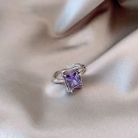 紫钻开口戒指 戒指冷淡风高级皓石彩色紫色锆石小众设计ins简约个性时尚学生女
