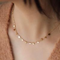 圆形 不掉色高级感水滴小圆片颈链ins简约钛钢小方片叠戴项链女锁骨链