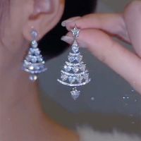 圣诞树耳环 银针防过敏 百搭圣诞耳环显瘦圣诞树圣诞节耳钉高级洋气耳环送女友送闺蜜