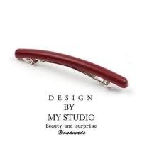 小号酒红色 发夹一字夹顶夹简约百搭PU优雅马尾夹大号夹成人头饰品