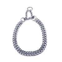 脖围30-40cm(20斤以内) 双排可收缩狗狗脖圈 防咬防暴冲大狗项圈 拉布拉多马犬金属项圈