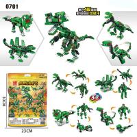 0701双冠龙13变406片彩袋装 厂家直销兼容乐高积木侏罗纪机甲动物恐龙男女孩儿童拼插积木玩具