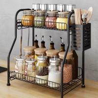 [国产好货]厨房收纳置物 +筷子笼 厨房调料架调味品瓶罐佐料架筷子娄置物架台面家用架子收纳神器