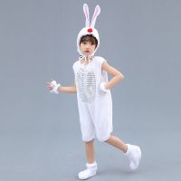 兔子白色夏款 帽子 100 90-100 元旦儿童兔子演出服幼儿园动物舞蹈服小鸡小鸭表演服蝴蝶纱裙衣服