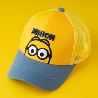 双眼网格黄色 小黄人儿童帽子男童鸭舌帽宝宝遮阳帽春秋女童太阳帽可爱棒球帽潮