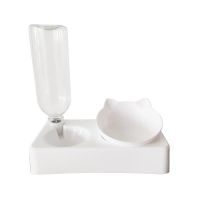 [白色款五]方形护颈特大号水瓶+碗 送益生菌 宠物不锈钢狗碗泰迪狗盆双碗防滑猫碗狗食盆碗水碗猫犬通用用品