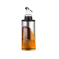标签按压款--钢本色380ml 单只体验装(送漏斗标签) 酱油醋瓶可视大容量油壶防尘防漏家用不锈钢油瓶玻璃刻度油壶套装