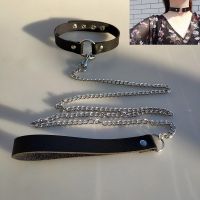 第二十二款黑色项圈+牵引绳 铃铛项圈牵引绳套装性感个性饰品颈带PU皮朋克锁骨链女项链choker