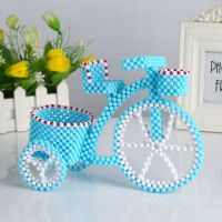 单车摆件浅蓝色材料包需要自己制作 串珠手工diy编织创意家居装饰单车收纳摆件工艺品散珠制作材料包