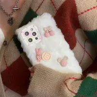 毛绒diy mm豆兔 白色 iphonefudai 秋冬毛茸茸小兔iPhone12苹果11/13promax手机壳