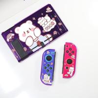 switch[YEAN草莓熊]透紫 switch软壳[单壳无赠品] 适用任天堂switch荧光紫可爱熊透明保护壳分体ns