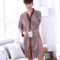 916咖啡色睡袍 L[质量保证,放心购买] 睡衣女夏天冰丝情侣睡袍性感吊带睡裙两件套丝绸家居服男秋季长袖