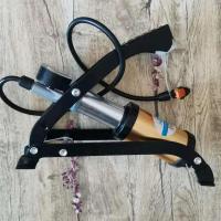 加粗单缸带气压表金色 电动车充气泵汽车摩托车三轮车高压打气筒自行车球类脚踩折叠气筒