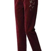 酒红色-不加绒 XL 建议110-120 中老年女裤灯芯绒妈妈裤子秋冬加厚老人棉裤松紧腰宽松奶奶裤加绒