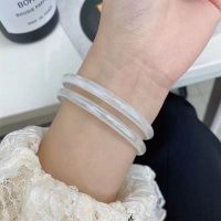 白色 叮当响同款玻璃仿玉细条手镯粉色禁步圈禁步环汉服配件叮当镯细镯