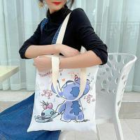 史迪仔帆布包双面图案 日系原宿韩版古着单肩女斜挎包韩国ins复古大容量学生上课帆布包