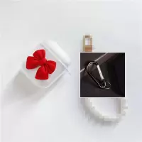 苹果原装AirPods1代2代 红色蝴蝶结透明软壳+挂钩 珍珠蝴蝶结Airpods2保护套pro4透明软壳苹果3代蓝牙耳