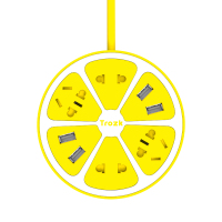 柠檬黄 线长1.8米 柠檬USB插座带线插板卡通创意桌面水果延长线排插手机充电拖线板