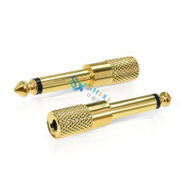 3.5插座转6.5插头 单声道 金色 (2个) 音频线大小转接头3.5母转6.5公单声道电脑功放电吉他6.35插头转换