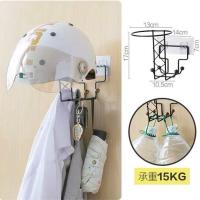 黑色 单只 免打孔头盔架多功能壁挂墙上帽子收纳架置物架无痕贴贴衣帽架