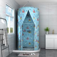 [升级加厚储物袋款]小号直径80*200高 白熊猫 浴室浴帘防水布卫生间洗澡帐浴罩浴帐冬天家用保温罩保暖浴照加厚