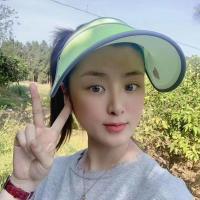 vvc林允联名款荧光黄 防晒帽夏季空顶帽韩国女神帽户外太阳帽遮脸防紫外线遮阳帽子