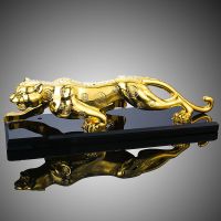 [大号 铜钱豹19CM]经典土豪金 汽车摆件金钱豹创意车内饰品座式高档子车上用品轿车男女车载香水