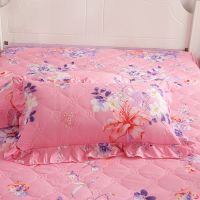 百花柔情 夹棉枕套一只装(无枕芯) 夹棉四季花边枕套一对拉链式荷叶边枕头套一只可加枕芯单人枕头套
