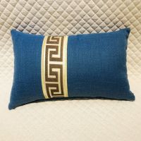 九宫格*宝蓝 30x50单独套子 大号长方形 沙发靠垫 办公室腰枕床头靠背汽车护腰靠垫棉亚麻抱枕