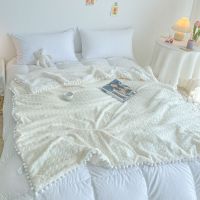 高贵白 120cmx150cm 韩式秋冬加厚仿兔绒毯ins博主同款毛毯羊羔绒盖毯客厅办公休闲毯