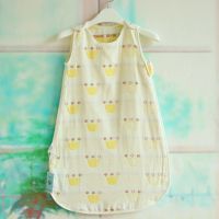 无袖款3层黄色皇冠 70厘米衣长合适0-8个月 婴儿睡袋透气棉纱布睡袋婴儿宝宝防踢被神器可拆春秋四季
