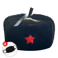 五角星款[黑色薄绒] 女款均码[57-59cm] 雷锋帽中老年棉帽子男冬加厚保暖护耳棉帽女东北户外防风防寒帽