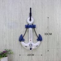 船舵款 地中海船锚挂件温度计装饰锚小挂饰挂钩海洋风格创意墙壁饰装饰品