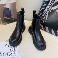 黑色(单里) 35 棕色马丁靴女英伦风2021秋厚底烟筒靴短筒切尔西秋冬加绒加厚短靴