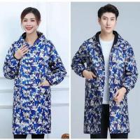 蓝花 加绒 有帽罩衣1件 小号90--130 秋冬加厚加绒大褂罩衣男带帽围裙罩衣女防水防油加绒大褂男工作服