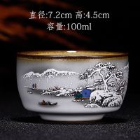 汝窑月白问泉杯-雪景 送茶巾1条 汝窑茶杯单杯主人杯开片可养功夫茶具茶杯子品茗杯大小号茶碗家用