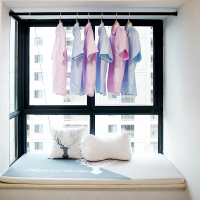 白色0.5-0.8米25直径 窗帘伸缩杆免打孔安装卧室浴室飘窗免钉晾衣杆卫生间晾衣架收缩杆