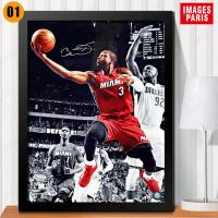 01 15*21厘米(可加支架,需备注) 黑色松木框 支持来图定制 闪电侠热火韦德NBA球星海报装饰画纪念品毕业生日礼物