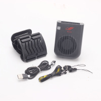 w930黑色 第三代挂腰式户外双电池USB充电便携腰间大风力芭蕉小风扇