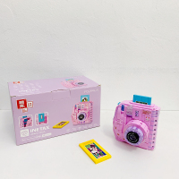 富shi拍立得礼盒版08 494颗粒 小女生积木模型玩具宝丽来拍立得富士相机摄影咖啡店拼插摆件礼盒
